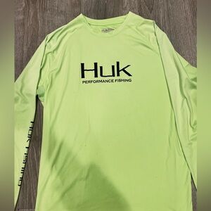 Huk Men’s Long-Sleeve Performance Fishing Shirt — Neon Green